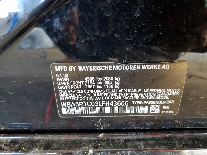 Auction sale of the 2020 Bmw 330i, vin: WBA5R1C03LFH43606, lot number: 79070605