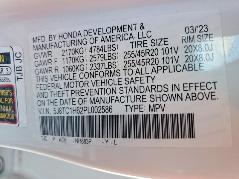 Aukcja sprzedaży 2023 Acura Rdx, vin: 5J8TC1H62PL002586, numer aukcji: 77186885