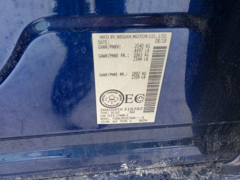 75906625 :رقم المزاد ، 1N4AZ1CP3JC316202 vin ، 2018 Nissan Leaf مزاد بيع