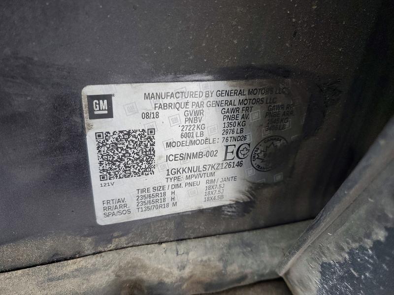 Aukcja sprzedaży 2019 Gmc Acadia, vin: 1GKKNULS7KZ126146, numer aukcji: 77145235