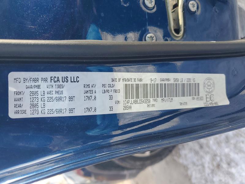2018 Jeep Cherokee მანქანა იყიდება აუქციონზე, vin: 1C4PJLAB8JD543250, აუქციონის ნომერი: 76937065