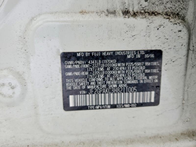 77219535 :رقم المزاد ، JF2GPAKC3H8211005 vin ، 2017 Subaru Crosstrek مزاد بيع