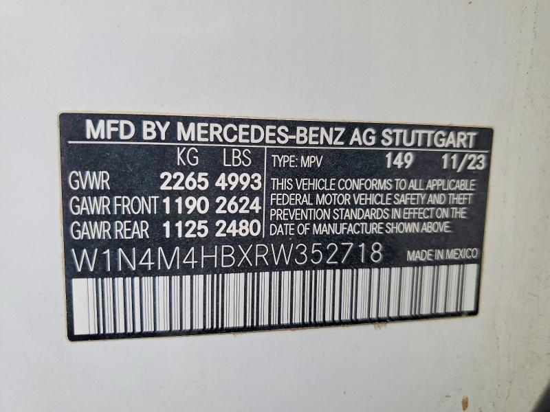 76663245 :رقم المزاد ، W1N4M4HBXRW352718 vin ، 2024 Mercedes-benz Glb مزاد بيع
