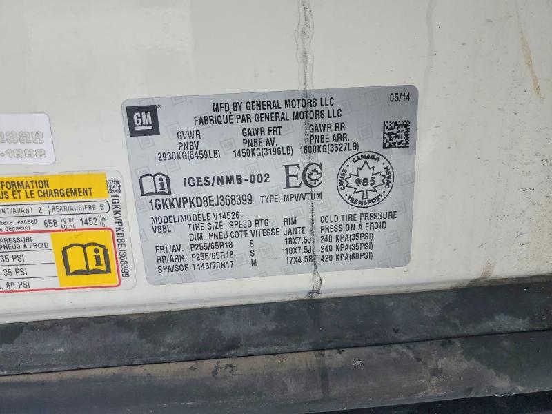 Aukcja sprzedaży 2014 Gmc Acadia Sle, vin: 1GKKVPKD8EJ368399, numer aukcji: 76924355
