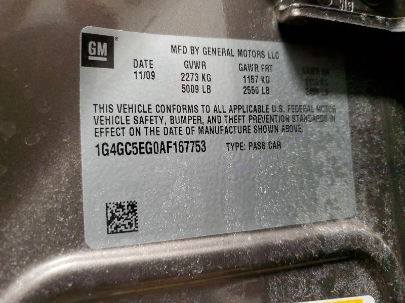 Продажа на аукционе авто 2010 Buick Lacrosse, vin: 1G4GC5EG0AF167753, номер лота: 78036365