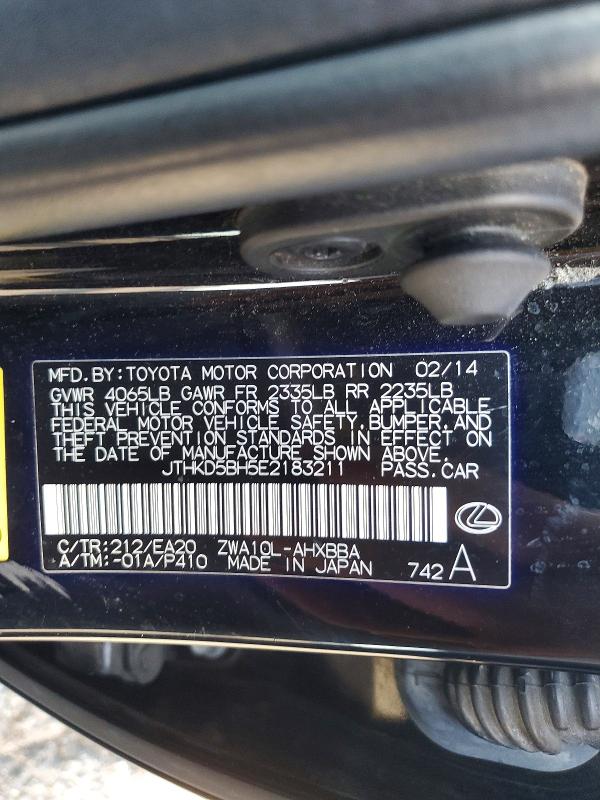 Aukcja sprzedaży 2014 Lexus Ct, vin: JTHKD5BH5E2183211, numer aukcji: 78275075
