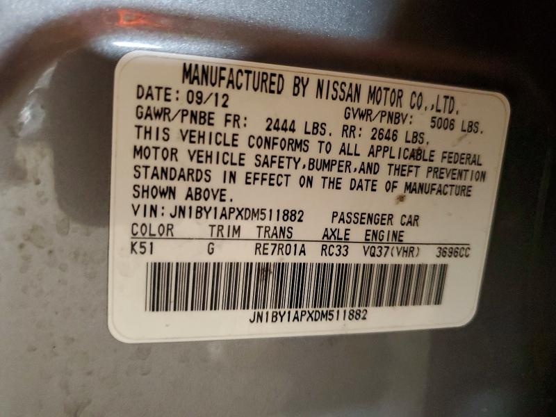 Aukcja sprzedaży 2013 Infiniti M37, vin: JN1BY1APXDM511882, numer aukcji: 77503605