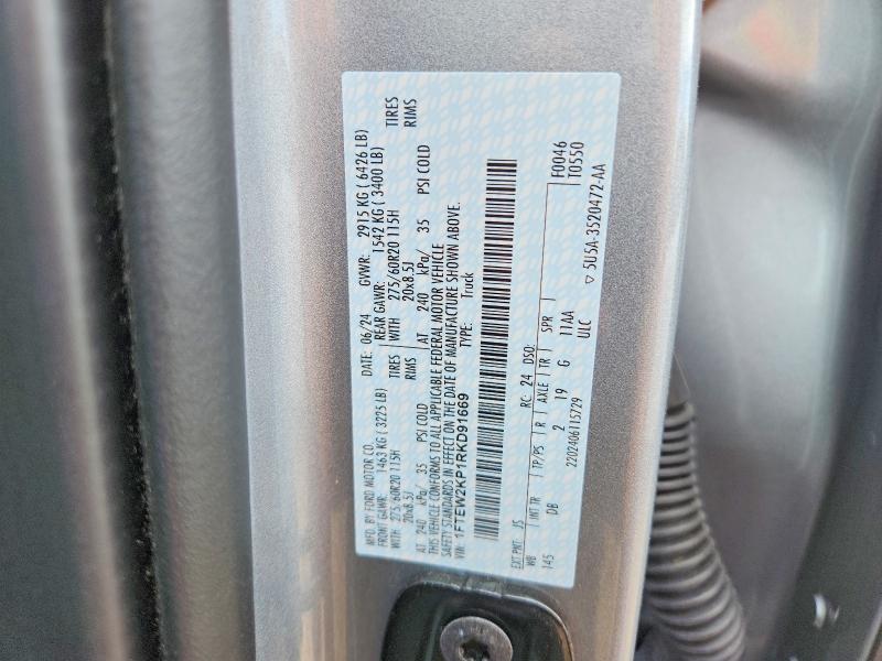 Aukcja sprzedaży 2024 Ford F150, vin: 1FTEW2KP1RKD91669, numer aukcji: 78804295
