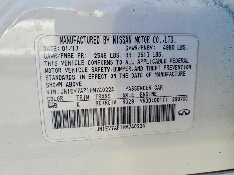 Aukcja sprzedaży 2017 Infiniti Q50, vin: JN1EV7AP1HM740224, numer aukcji: 78790175