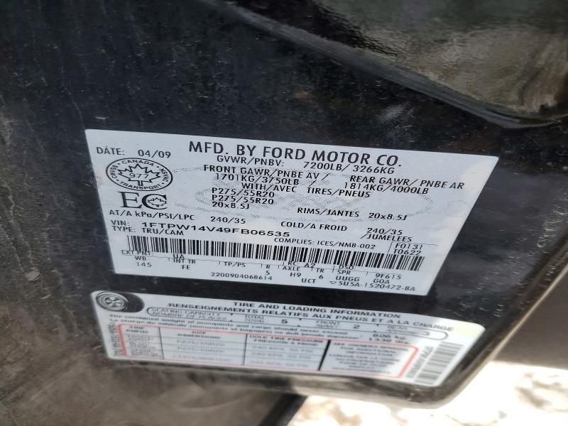 Продаж на аукціоні авто 2009 Ford F150 Super, vin: 1FTPW14V49FB06535, номер лоту: 75962255