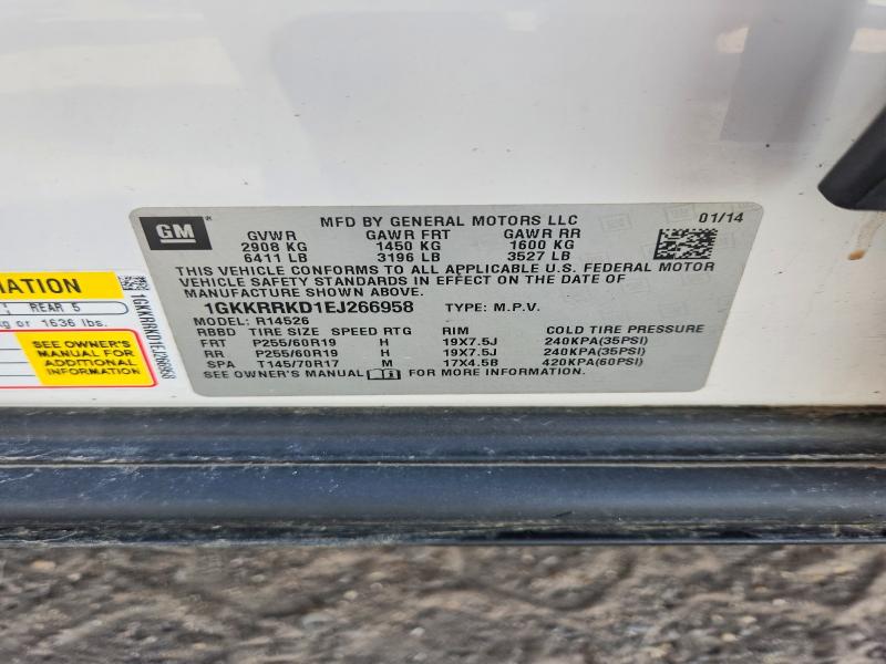 2014 Gmc Acadia მანქანა იყიდება აუქციონზე, vin: 1GKKRRKD1EJ266958, აუქციონის ნომერი: 78530265