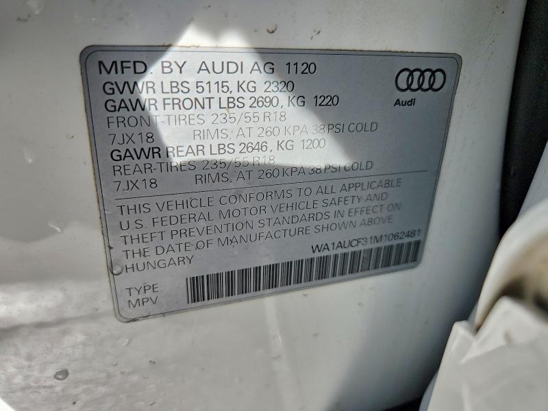 Aukcja sprzedaży 2021 Audi Q3, vin: WA1AUCF31M1062481, numer aukcji: 77419225