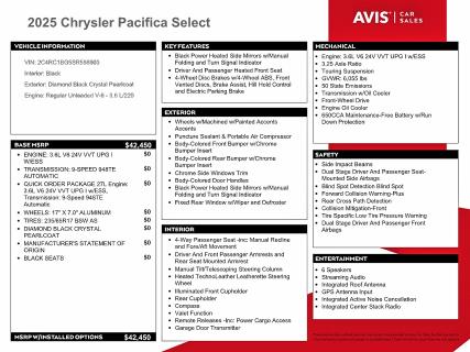 Продажа на аукционе авто 2025 Chrysler Pacifica, vin: 2C4RC1BG5SR598903, номер лота: 79179815
