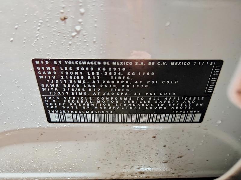 Aukcja sprzedaży 2020 Volkswagen Tiguan, vin: 3VV2B7AX5LM058910, numer aukcji: 77656815