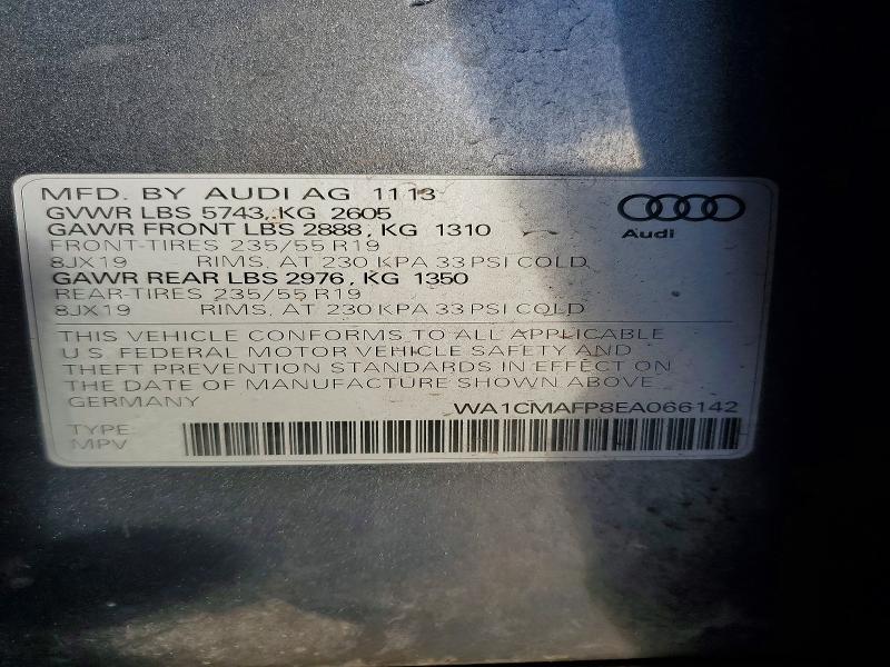 77320055 :رقم المزاد ، WA1CMAFP8EA066142 vin ، 2014 Audi Q5 مزاد بيع