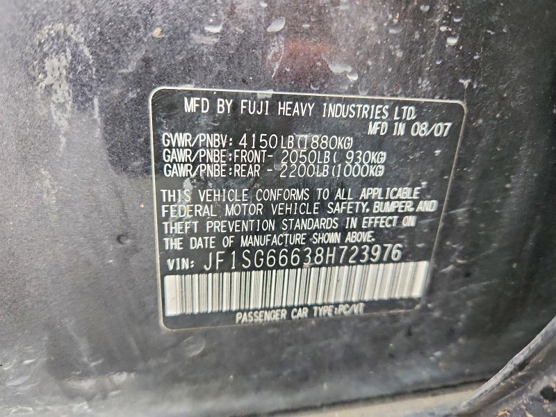 Продажа на аукционе авто 2008 Subaru Forester, vin: JF1SG66638H723976, номер лота: 77784205