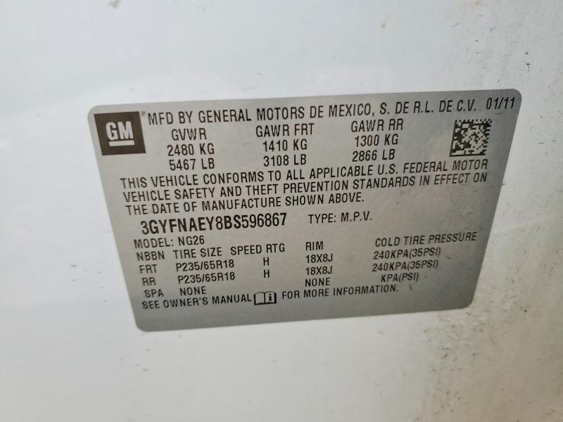 78063055 :رقم المزاد ، 3GYFNAEY8BS596867 vin ، 2011 Cadillac Srx مزاد بيع
