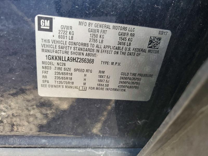 Aukcja sprzedaży 2017 Gmc Acadia Sle, vin: 1GKKNLLA9HZ266368, numer aukcji: 78029465