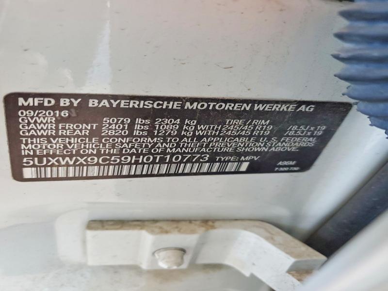 77976255 :رقم المزاد ، 5UXWX9C59H0T10773 vin ، 2017 Bmw X3 مزاد بيع