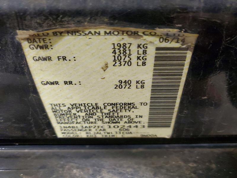 48440226 :رقم المزاد ، 1N4BL3AP2FC102443 vin ، 2015 Nissan Altima 3. مزاد بيع