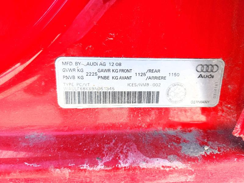 Aukcja sprzedaży 2009 Audi A4 2.0t Qu, vin: WAULF68KX9N051345, numer aukcji: 75537145