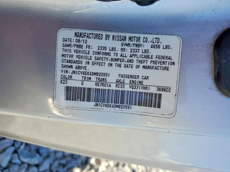 76744015 :رقم المزاد ، JN1CV6EK4DM920551 vin ، 2013 Infiniti G37 Coupe مزاد بيع