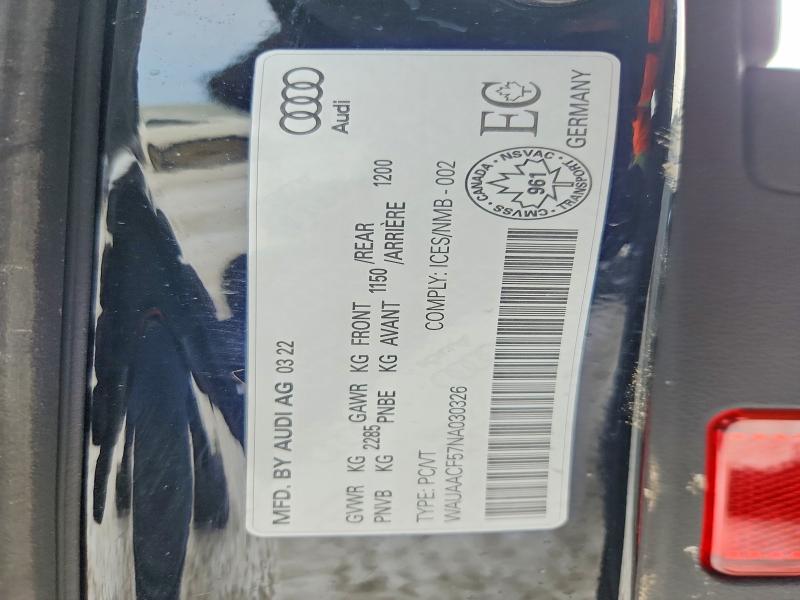Aukcja sprzedaży 2022 Audi A5, vin: WAUAACF57NA030326, numer aukcji: 75901785