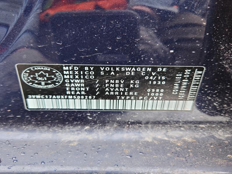 77314605 :رقم المزاد ، 3VWC17AUXFM508287 vin ، 2015 Volkswagen Golf Sportwagen مزاد بيع