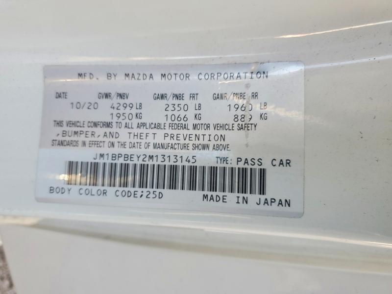 Aukcja sprzedaży 2021 Mazda 3, vin: JM1BPBEY2M1313145, numer aukcji: 75011475
