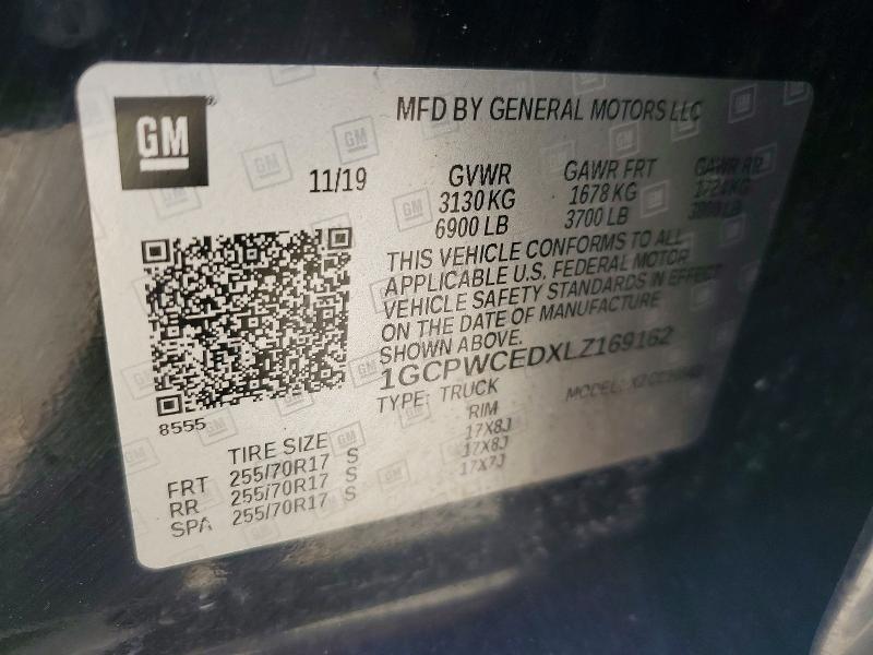78619425 :رقم المزاد ، 1GCPWCEDXLZ169162 vin ، 2020 Chevrolet Silverado مزاد بيع