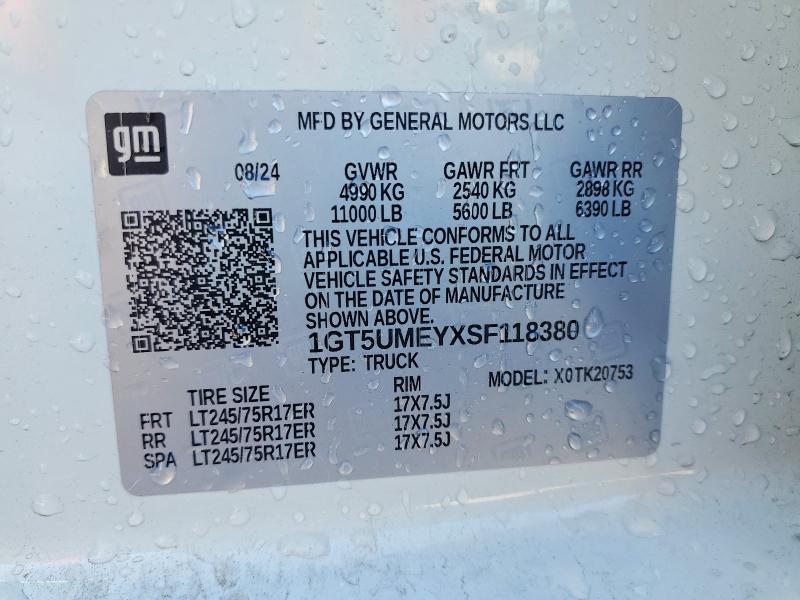 2025 Gmc Sierra მანქანა იყიდება აუქციონზე, vin: 1GT5UMEYXSF118380, აუქციონის ნომერი: 77711495