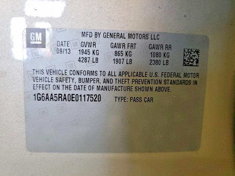 2014 Cadillac Ats მანქანა იყიდება აუქციონზე, vin: 1G6AA5RA0E0117520, აუქციონის ნომერი: 77702445
