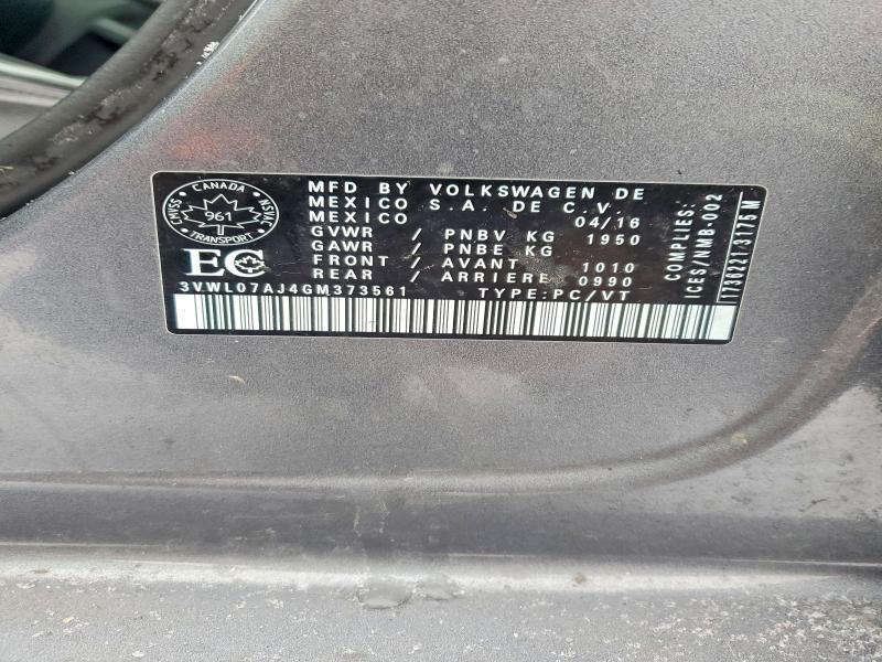 Aukcja sprzedaży 2016 Volkswagen Jetta, vin: 3VWL07AJ4GM373561, numer aukcji: 75590245