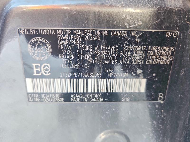 Aukcja sprzedaży 2013 Toyota Rav4, vin: 2T3ZFREV1DW062085, numer aukcji: 75962915