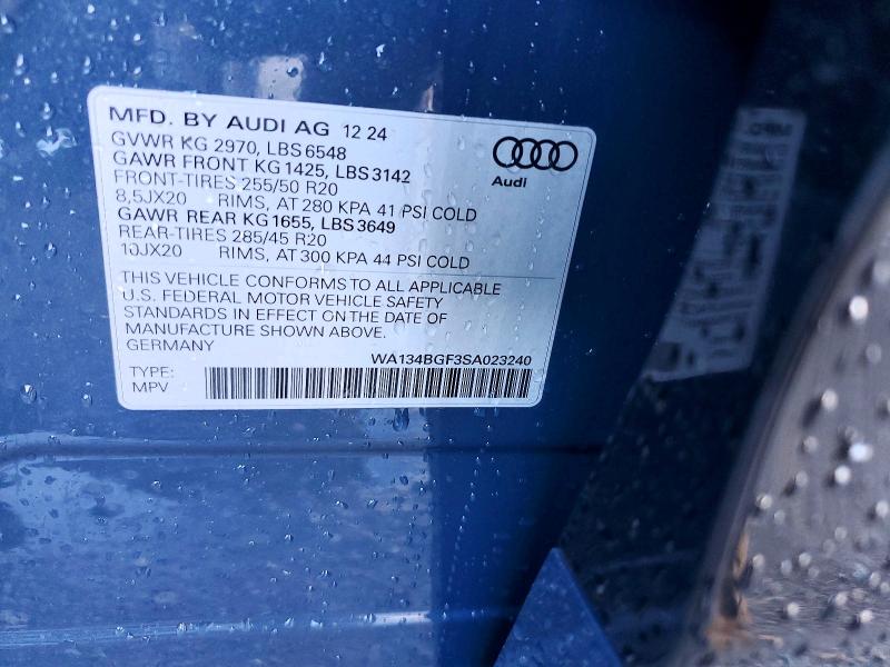 77328815 :رقم المزاد ، WA134BGF3SA023240 vin ، 2025 Audi Q6 E-tron مزاد بيع