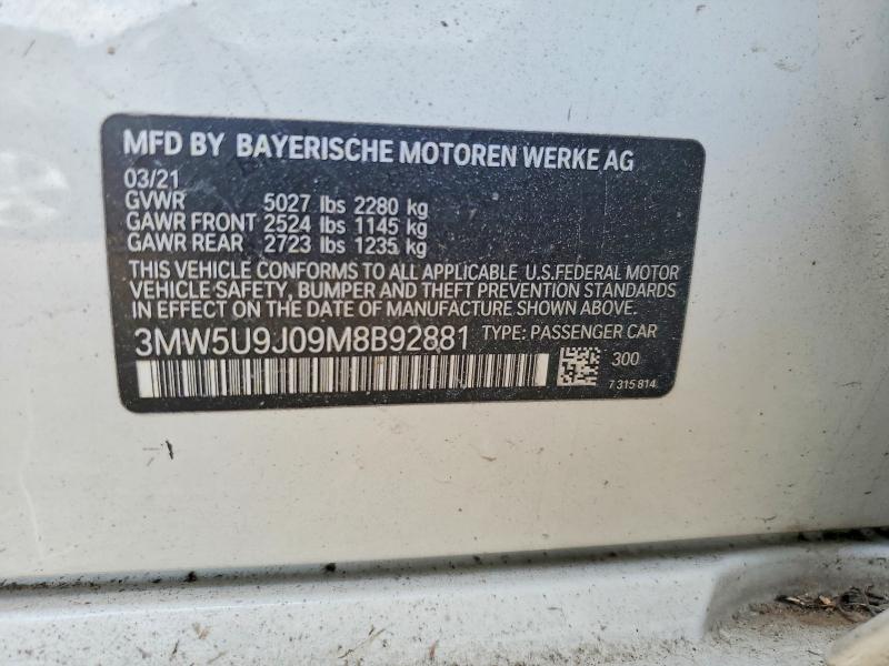 Aukcja sprzedaży 2021 Bmw M340xi, vin: 3MW5U9J09M8B92881, numer aukcji: 79110525