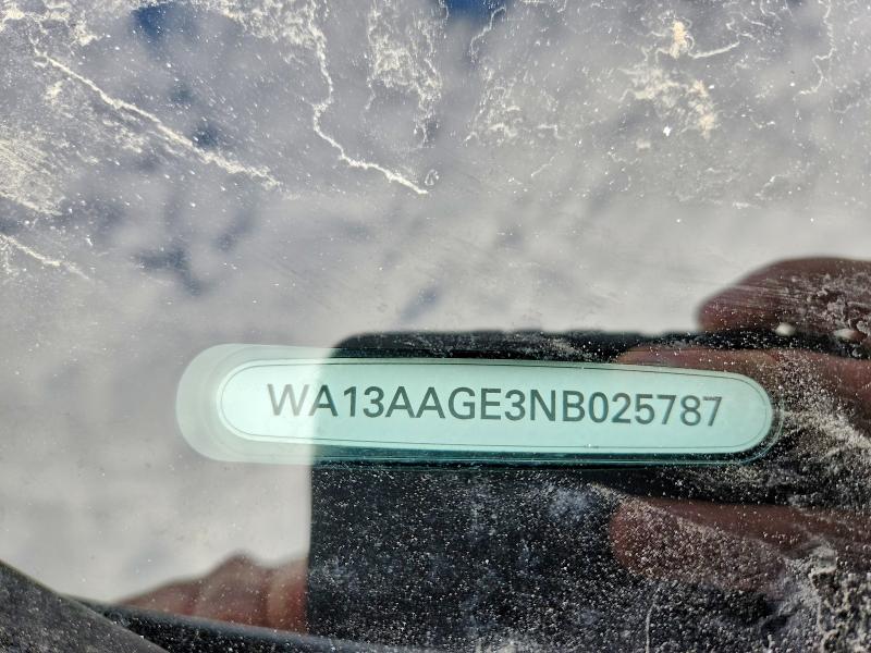 2022 Audi E-tron მანქანა იყიდება აუქციონზე, vin: WA13AAGE3NB025787, აუქციონის ნომერი: 74288535