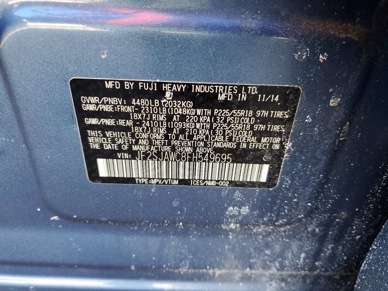 Продажа на аукционе авто 2015 Subaru Forester, vin: JF2SJAWC8FH549695, номер лота: 74459015
