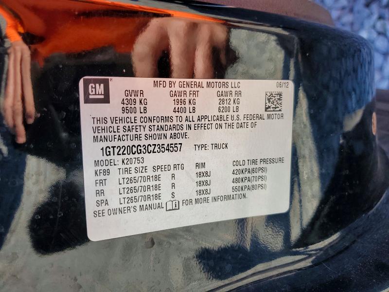 2012 Gmc Sierra მანქანა იყიდება აუქციონზე, vin: 1GT220CG3CZ354557, აუქციონის ნომერი: 76404445