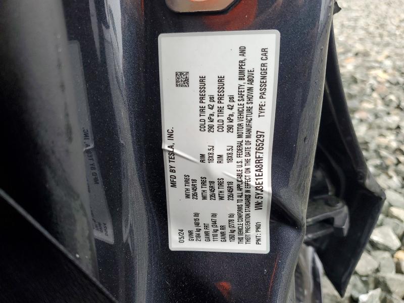 Продажа на аукционе авто 2024 Tesla Model 3, vin: 5YJ3E1EA8RF765297, номер лота: 78764315