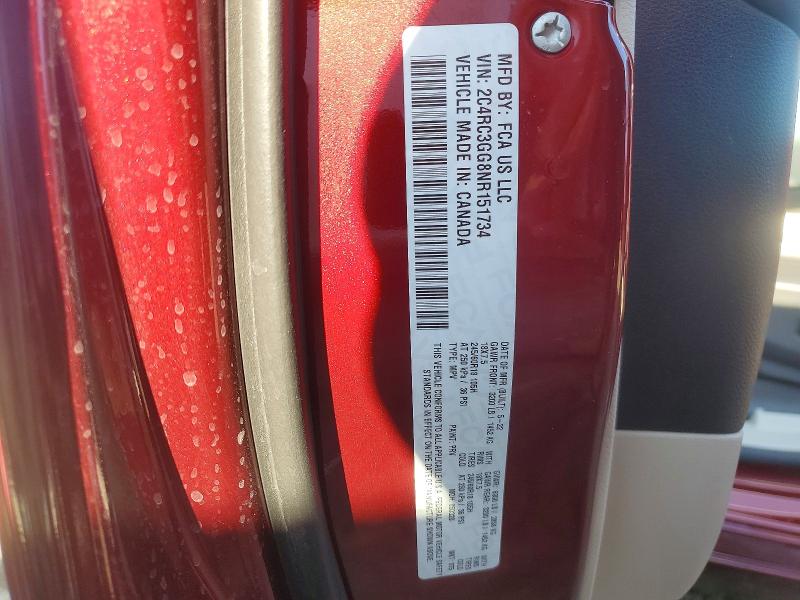 77216365 :رقم المزاد ، 2C4RC3GG8NR151734 vin ، 2022 Chrysler Pacifica مزاد بيع
