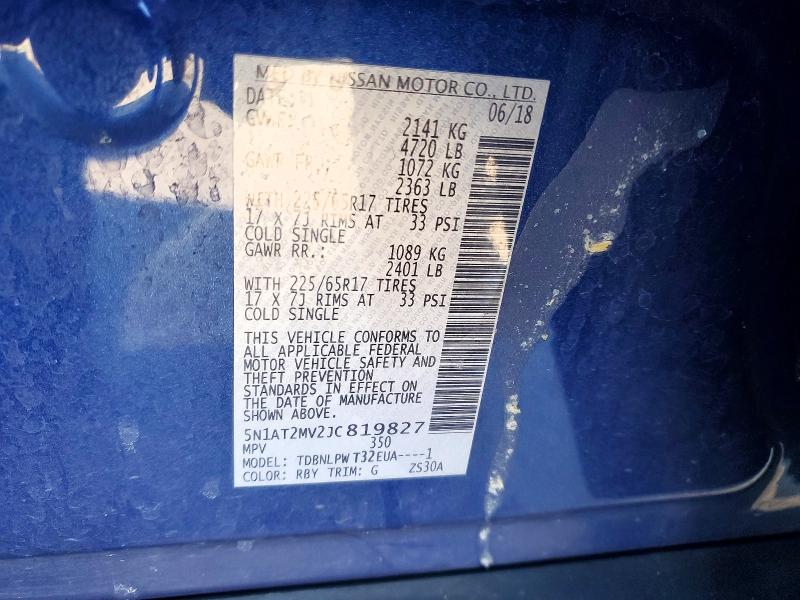 Продаж на аукціоні авто 2018 Nissan Rogue, vin: 5N1AT2MV2JC819827, номер лоту: 76270785