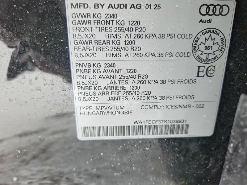 Продажа на аукционе авто 2025 Audi Q3, vin: WA1FECF37S1038931, номер лота: 78136395