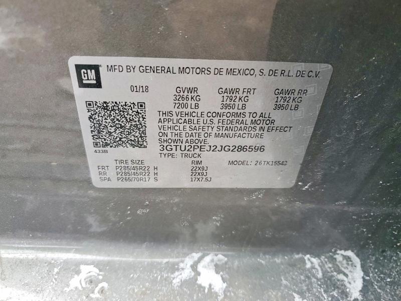 2018 Gmc Sierra მანქანა იყიდება აუქციონზე, vin: 3GTU2PEJ2JG286596, აუქციონის ნომერი: 76777615