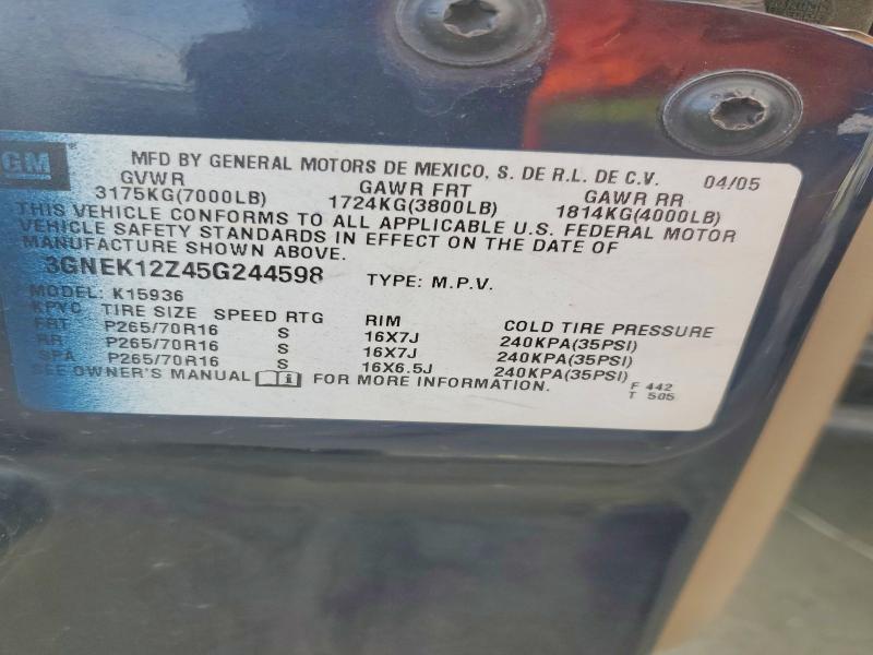 Продажа на аукционе авто 2005 Chevrolet Avalanche, vin: 3GNEK12Z45G244598, номер лота: 76359295