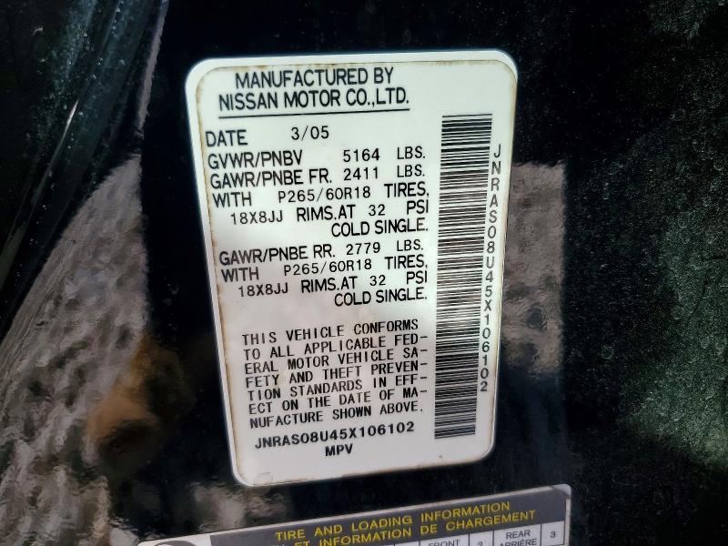 Aukcja sprzedaży 2005 Infiniti Fx35, vin: JNRAS08U45X106102, numer aukcji: 77480505