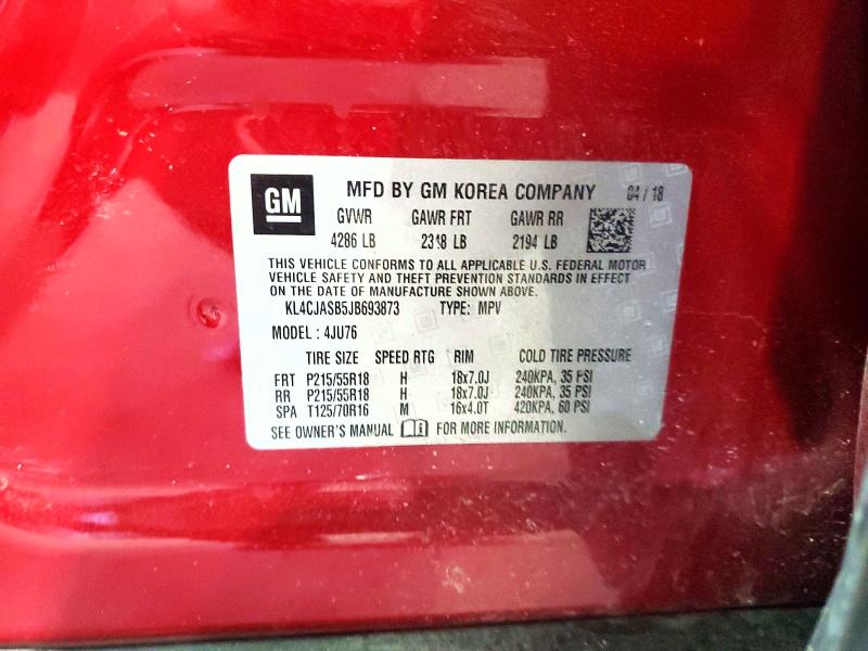 Aukcja sprzedaży 2018 Buick Encore, vin: KL4CJASB5JB693873, numer aukcji: 78893405
