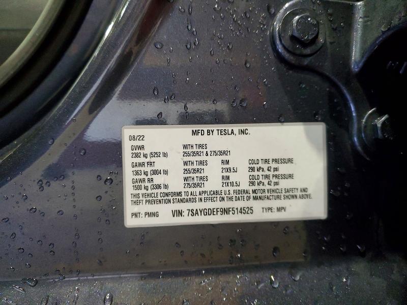 Aukcja sprzedaży 2022 Tesla Model Y, vin: 7SAYGDEF9NF514525, numer aukcji: 76407095