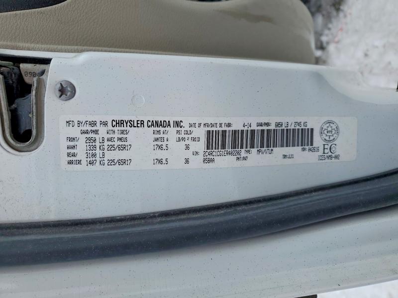 2014 Chrysler Town & Country მანქანა იყიდება აუქციონზე, vin: 2C4RC1CG1ER402202, აუქციონის ნომერი: 74281595
