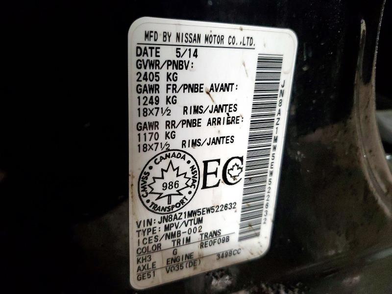 Продажа на аукционе авто 2014 Nissan Murano, vin: JN8AZ1MW5EW522632, номер лота: 77381615